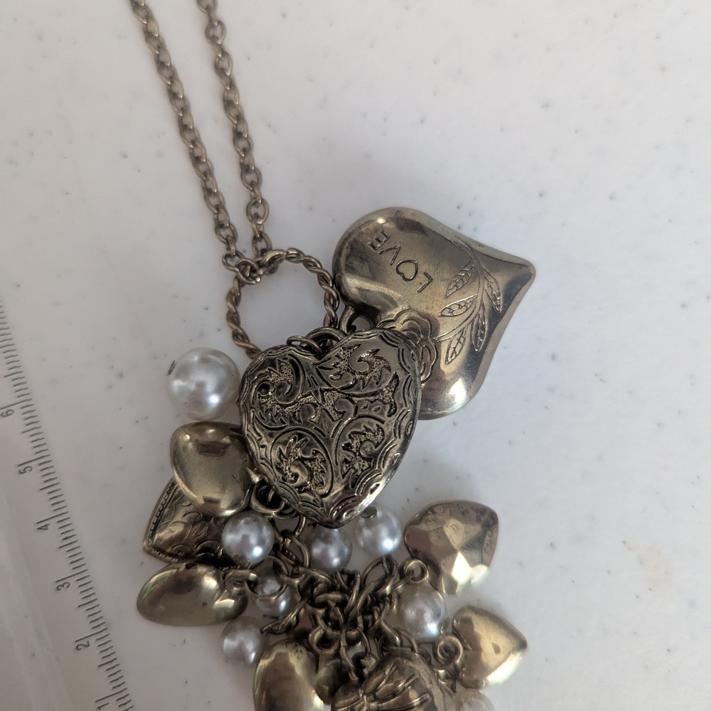 Vintage Set 80s Gold Pearl Charm Necklaces - Picture 9 of 9